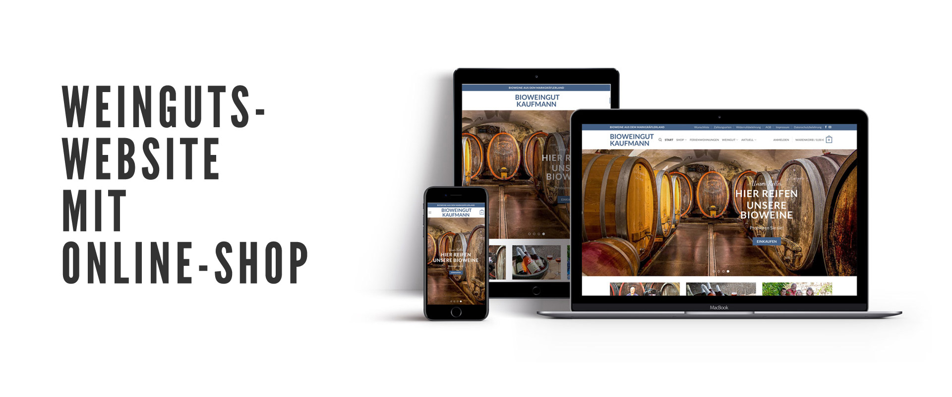 Moderne Weinguts-Website für alle Bildschirmgrößen.